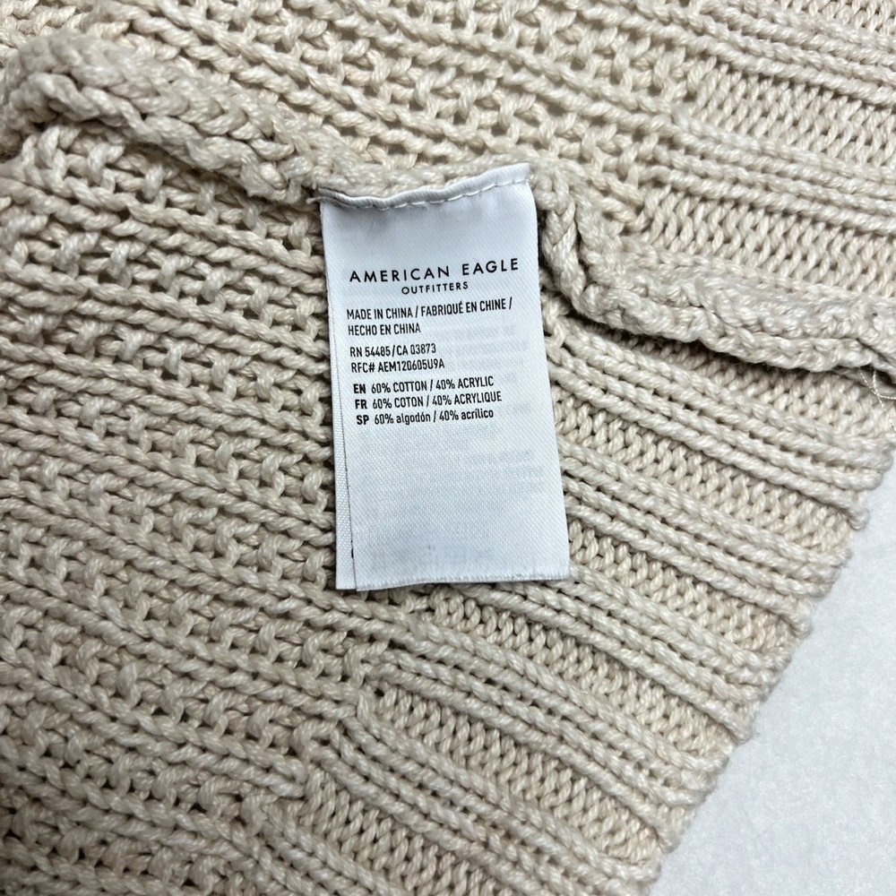 American Eagle Sweater Tan Beige Open Weave Knit Top Size Extra Small - Picture 14 of 16